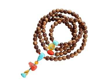 Hand Woven Chenxiang Wood & Turquoise & Beeswax Beads Necklace/Bracelet