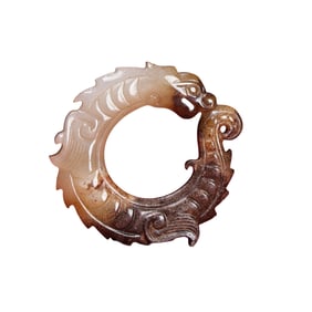 Vintage Chinese Hetian Jade Carved Fortune Dragon Pendant