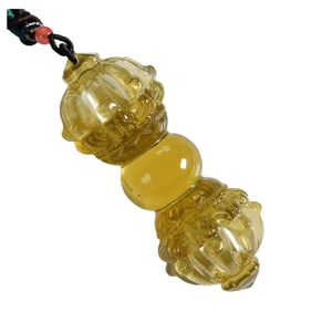 Exquisite Yellow Crystal Carved Pestle Xiangmo Pendant