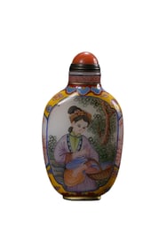 Chinese Famille Rose Peking Glass Beautiful Woman Design Snuff Bottle
