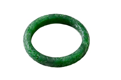 Inside Diameter 60.5mm Superb Chinese Green Hetian Jade Bracelet