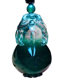 Beautiful Green Crystal Carved Fortune Pixiu Pendant