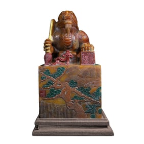 Superb Vintage Chinese Tianhuang Stone Carved Fortune Beast Seal