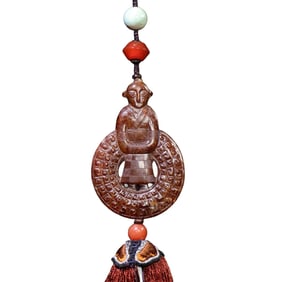 Vintage Chinese Hetian Jade Carved Figure Pendant