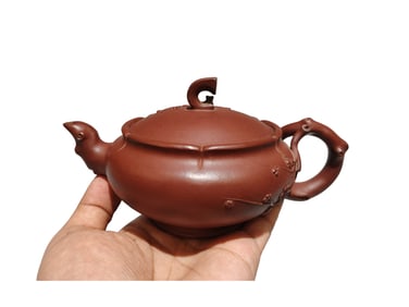 Chinese Yixing Zisha Clay Plum Flower Teapot w Artist Signed