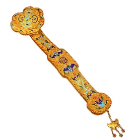 Exquisite Chinese Gold Wires Enamel Inlay Gems Ruyi Scepter Statue