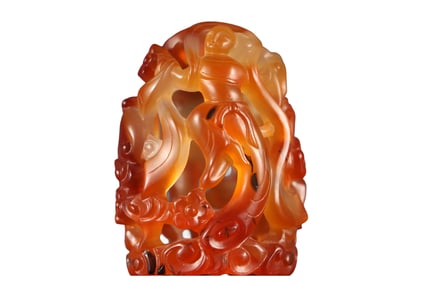 Openwork Chinese Agate Carved Feitian Female Deity Statue