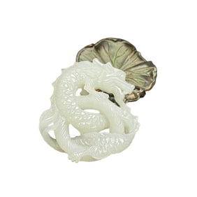 Openwork Chinese Natural Hetian Jade Carved Fortune Dragon Pendant
