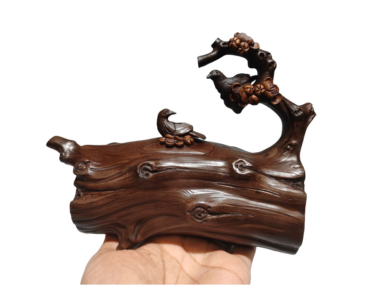 Chinese Yixing Zisha Clay Plum Flower & Magpie Teapot w Artist Signed (1 of 10)