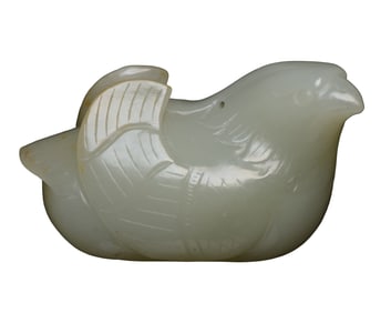 Chinese Natural Hetian Jade Carved Bird Pendant