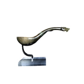 Vintage Chinese Hetian Jade Carved Dragon Head Spoon