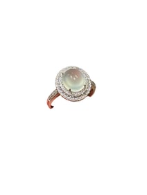 Exquisite 18K Gold Inlay White Jadeite & Diamond Ring