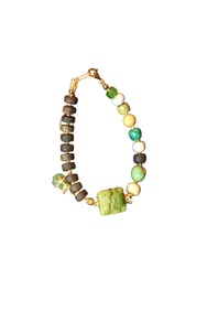 Hand Woven 18K Gold Buckle Chenxiang Wood & Turquoise & Green Hetian Jade & Beeswax Beads Bracelet
