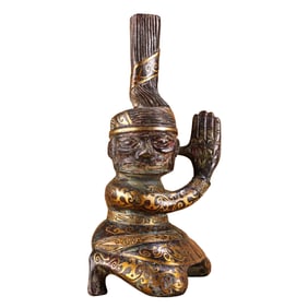 Vintage Chinese Gilt Gold Bronze Figure Statue