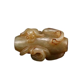 Vintage Chinese Hetian Jade Chi Dragon Lucky Pendant