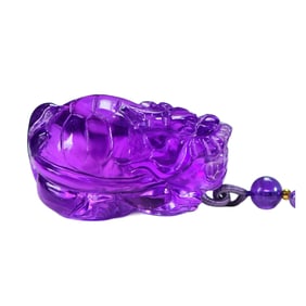 Beautiful Amethyst Carved Dragon Turtle Pendant Hand Woven Beads Necklace