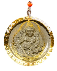 Exquisite Yellow Crystal Carved Yellow Jambhala Pendant