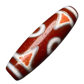 Tibetan Silver Wires Inlay Three Eye DZI Agate Lucky Pendant