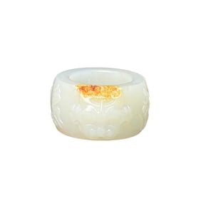 Inside Diameter 22MM Chinese Hetian Jade Carved Beast Face Thumb Ring