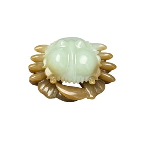 Chinese Hetian Jade Carved Crab Pendant