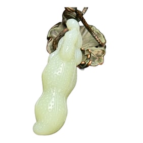 Chinese Hetian Jade Carved Peanut Pendant