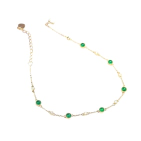 Exquisite 18K Gold Inlay Emerald Bracelet