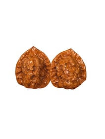 A Pair Vintage Walnut Carved Goldfish Gymnastic Ball
