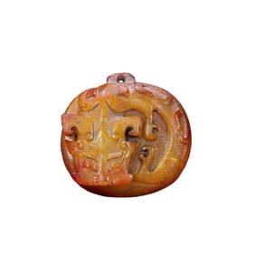 Old Chinese Hetian Jade Carved Fortune Dragon Pendant