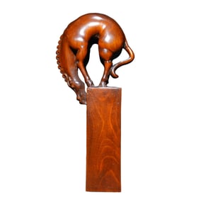 Vintage Chinese Boxwood Wood Carved Fortune Horse Seal