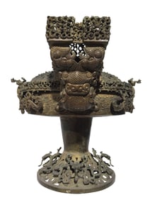 Vintage Chinese Bronze Fortune Dragon Incense Burner Statue