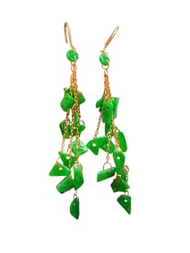 A Pair Beautiful 18K Gold Inlay Green Jadeite Earring