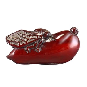 Vintage Ox Horn Carved Cicada Pendant