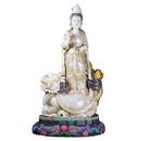 Superb Vintage Chinese Shoushan Stone Carved Kwan-yin Statue