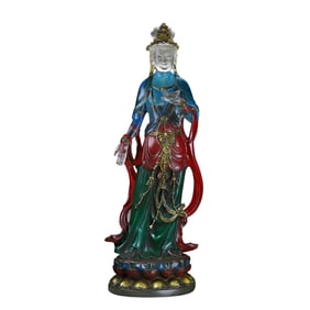 Old Chinese Peking Glass Carved Kwan-yinl Statue