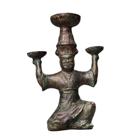 Vintage Chinese Bronze Figure Candle Holder