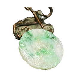 Vintage Chinese Jadeite Carved Kid Pendant