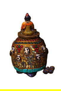 Vintage Meteorite Inlay DZI Agate & Turquoise & Shell Long Life Turtle Statue: Vintage Meteorite Inlay DZI Agate & Turquoise & Shell Long Life Turtle StatueDimension: 120 x 100 (mm) 4.72 x 3.94 (inches) Weight: 1.32 lbs/ 600 g