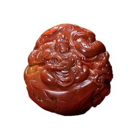 Superb Chinese Zhanguohong Agate Carved Kwan-yin Statue