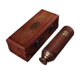Vintage Brass Telescope w Wood Box