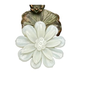 Chinese White Hetian Jade Carved Sunflower Pendant