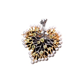 Beautiful 925 Silver Inlay Pearl & Olivine Pendant