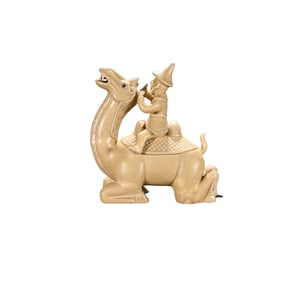 Chinese Yellow Glaze Camel & Figure Porcelain Statue