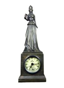 Vintage Brass Beautiful Woman Mechanical Clock