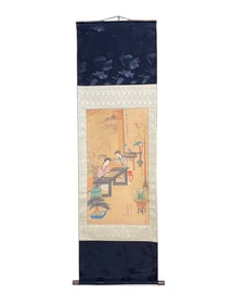 Chinese Watercolour On Silk Beautiful Woman Design Painting - Zhao Meng Fu