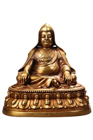 Old Tibetan Gilt Gold Copper Tsongkhapa Statue