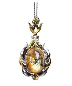 Exquisite 18K Gold Inlay Titanium Flower Pendant