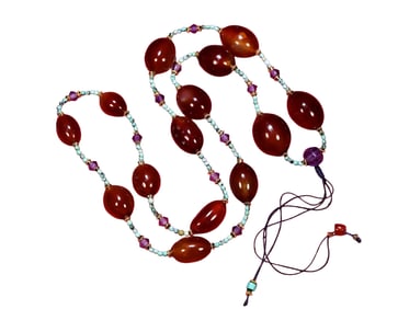 Hand Woven Chinese Agate & Turquoise Beads Necklace