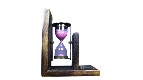 Chinese Zitan Wood & Glass Time Sand Clock