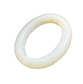 Inside Diameter 57mm Chinese White Hetian Jade Low Relief Dragon Phoenix Bracelet