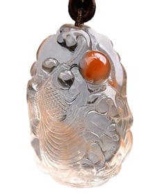 Beautiful Crystal Carved Goldfish Pendant